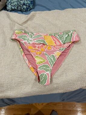 NWOT Kenny Flowers Pink Bikini Bottom with Yellow Trim